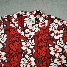 Kys Hawaiian Aloha Shirt Mens Large Red White Floral USA Made Vacation Beachwear