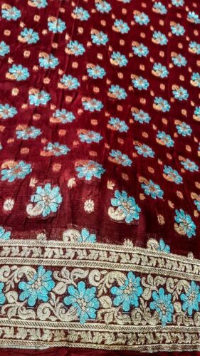 Dupatta Scarf Vintage Indian Embroidery Chiffon Long Stole Women shawl LD7004 - Picture 1 of 7