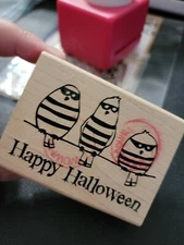 INKADINKADO rubber stamp JAILBIRDS wood mounted, Halloween Birds cardmaking 