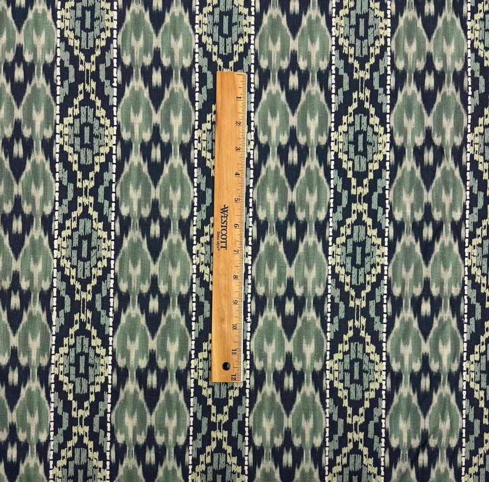 TELA MULTIUSO BORDADA IKAT AZUL VERDE AZIZA DISEÑOS BALARD POR YARDA 54"W Foto 4 de 4
