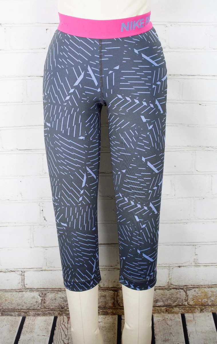 Nike Pro Bash Capris Pedal Pushers Women XS Running Tights Blue