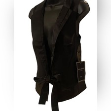 Women’s Nwt Love Stitch Black Lapel Layered Center Tie Vest L Sexy Holiday Party