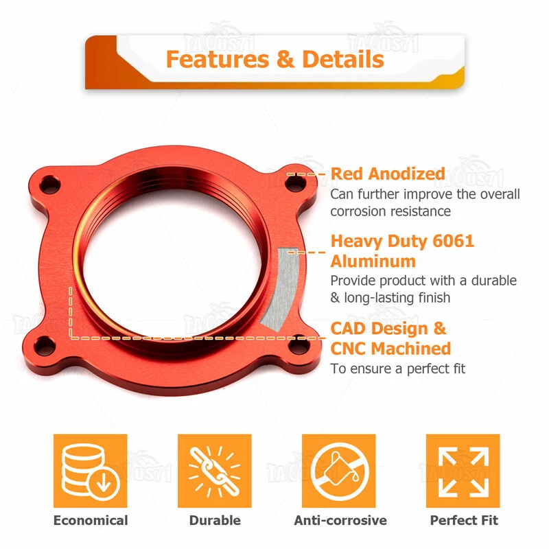 Espaciador de carrocería del acelerador de admisión de aire 5,3 L para Chevy Silverado Suburban 1500 2014-2025 Foto 3 de 4