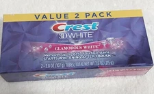 Crest 3D White Glamorous Teeth Whitening Toothpaste,Against Cavities,3.8 oz,2 Pk