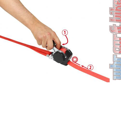 2x LAS Automatik-Spanngurt rot 500kg 25mm Zurrgurt Gurt mit Ratsche & S-Haken - Bild 3 von 4