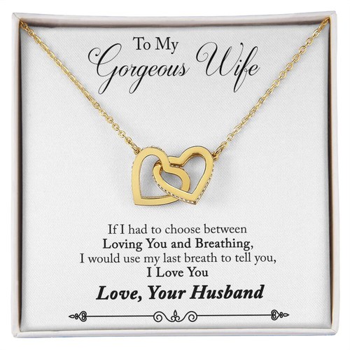 Interlink Heart WOMEN Fashion Jewelry NECKLACE,Wooden Box,WIFE GIFT by Husband - Picture 2 of 9