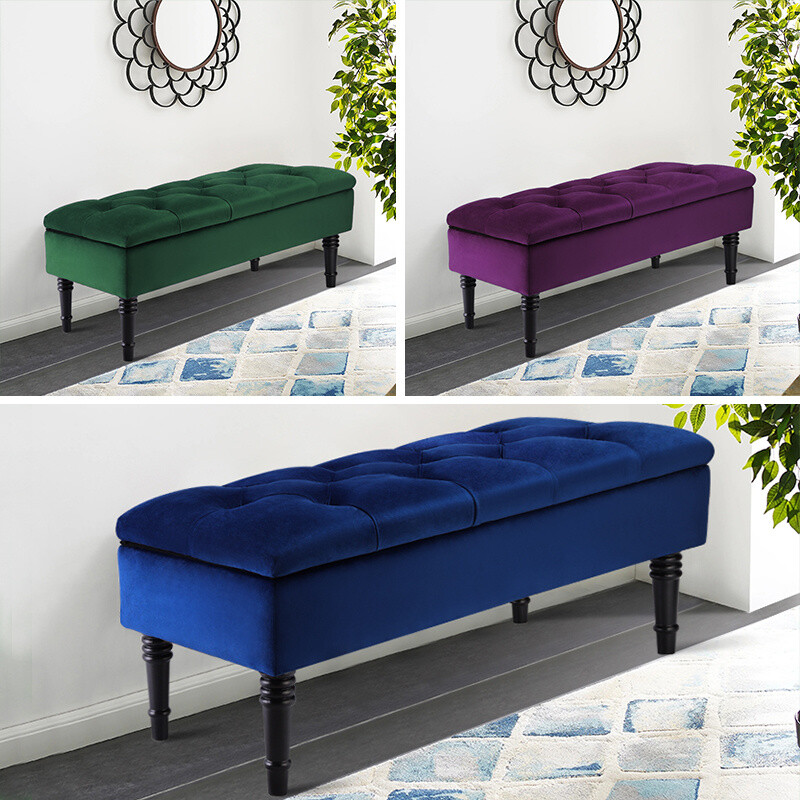 Chesterfield Storage Bench Ottoman Padded Seat Window Side Chair Footstool  Stool