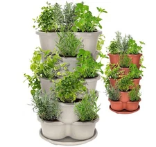 STACKABLE PLANTER Vertical Flower Herb Succulents Pots Tower AMAZING CREATION