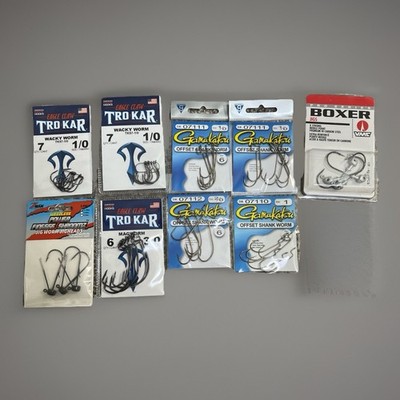   Fishing Hook Lot (9)   Gamakatsu VMC Z-Man Eagle Claw Jigheads & Worms