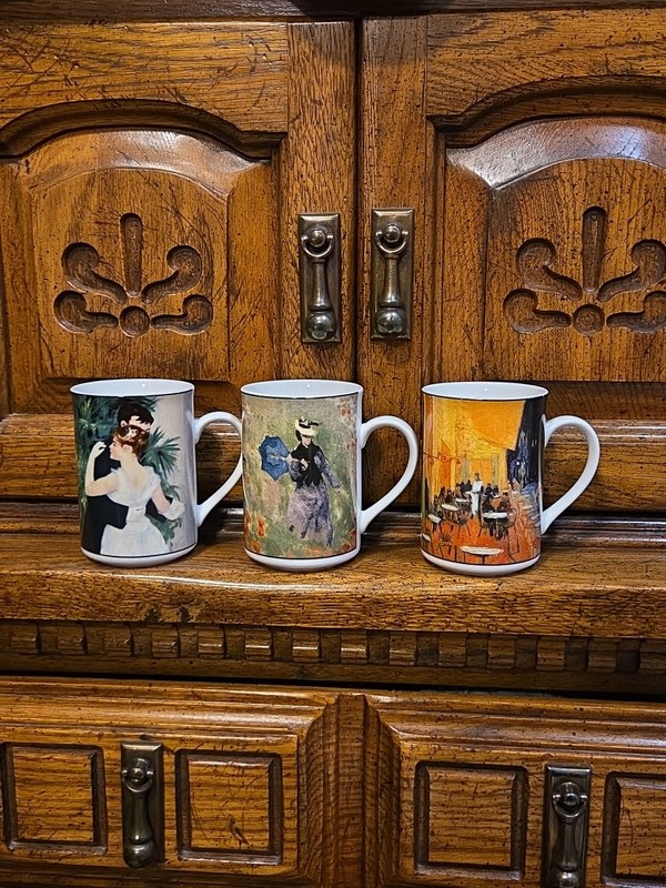 Three American Atelier Impressionist Coffee Cup Mugs Porcelain 5150