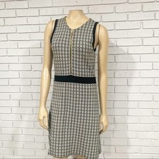 Zara Knit Womens Black White Geometric Half Zip Sleeveless A-Line Dress | Size M