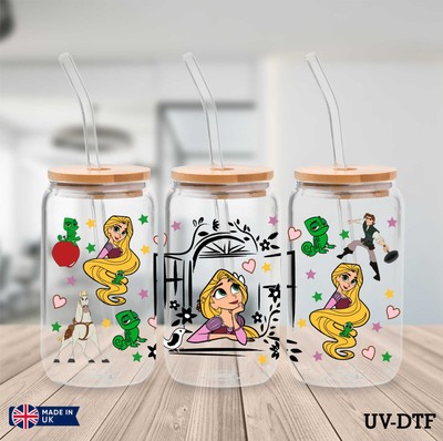 Tangled UV DTF Aufkleber - 16oz Libbey Dose Glasfolie yd569
