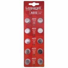 LOOPACELL AG12 LR43 386 SR43 1.5V Alkaline Button Cell 10 Count Pack of 1 