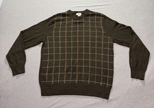 Dockers Sweater Men's Medium Check Preppy Academia Grandpa Lounge Brown