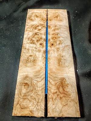 Figured Maple Burl Knife Scales   Matched Pair | 9.5  x 1 7/8  x 5/16 