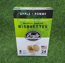 Bradley Smoker Apple Wood Bisquettes, Light, Fruity, 100% Wood [24ct] - BTAP24
