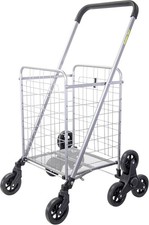 Best Products Stair Climbing Shopping Cart, Rolling Folding, Silver