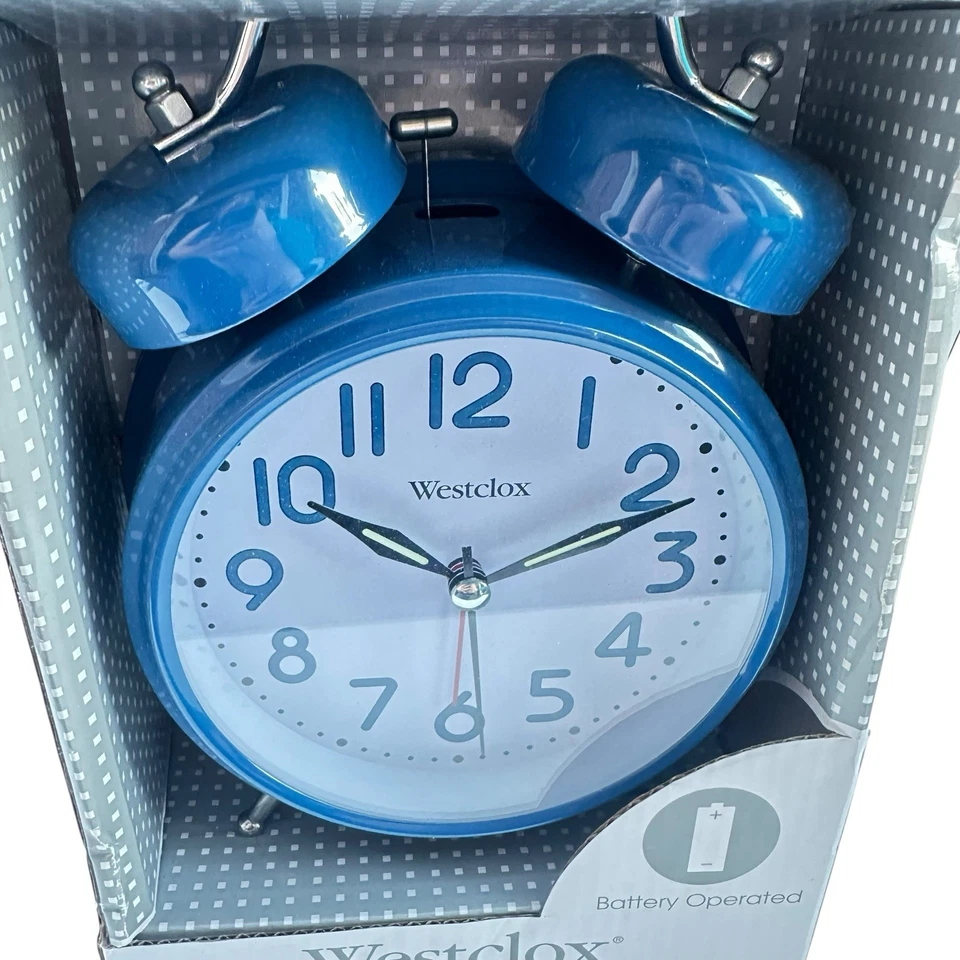 Reloj despertador Westclox Loud Twin Bell para durmientes pesados azul claro bajo demanda nuevo en caja Foto 2 de 4