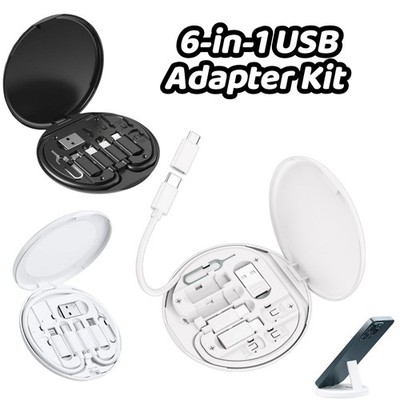 6 in 1 USB Adapter Kit USB C zu Micro USB mit Kabel SIM-Pin und Handyhalterung