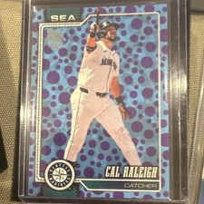 Topps 2025 Series 1 Cal Raleigh Purple & Blue Polka Dots #140 Mariners Baseball