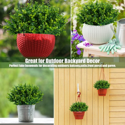 Artificial Greenery Plants Outdoor UV Resistant Fake Plants Boxwood Shrubs Gr... - Picture 6 of 6