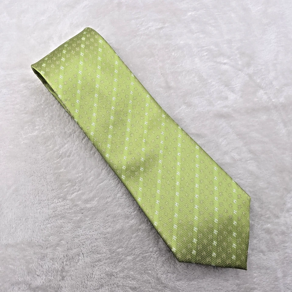 Corbata de seda Hermes Paris para hombre verde H monograma jacquard 100 % seda hecha en Francia Foto 2 de 4