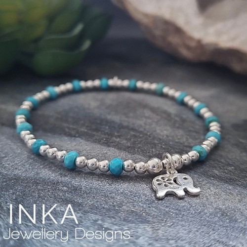 Inka 925 Sterling Silver chunky 6mm bead Stacking Bracelet