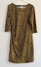 J. McLaughlin Women's XL Sage Dress Leopard Print Catalina Cloth Ruched 3/4 SLV