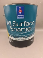 1 Gallon Sherwin Williams All Surface Enamel High Gloss Black Acrylic Latex...
