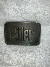 1990s Rider Motorcycle Magazine Brass Tone Advertising Promotional Belt Buckle