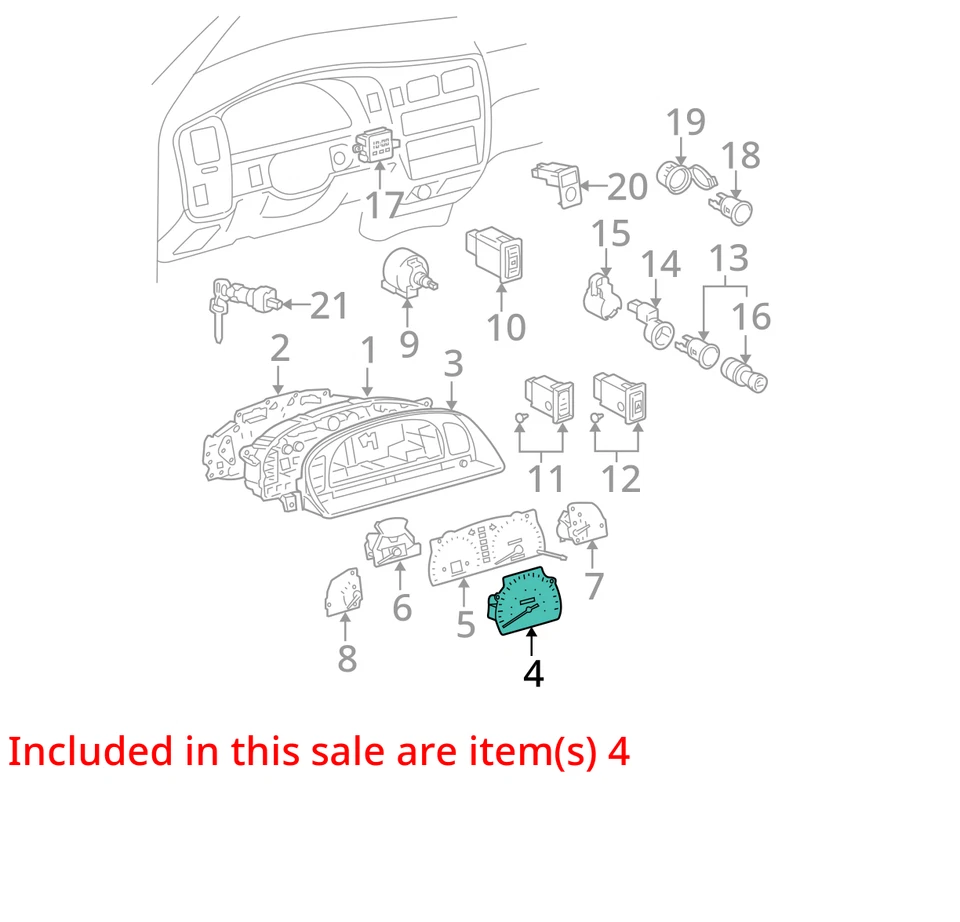 Velocímetro de instrumento MPH Thru 5/97 sem cabeça de tacômetro serve apenas 95-97 TAC - Imagem 3 de 4