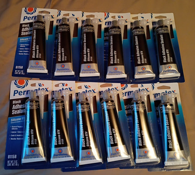 PERMATEX 81158 Black RTV Silicone Adhesive Sealant 3oz, 12 Pack  2026 prod. date