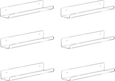 Vinyl Record Shelf Wall Mount,12 Inch Magazine Display Shelves,6 Pack,Acrylic