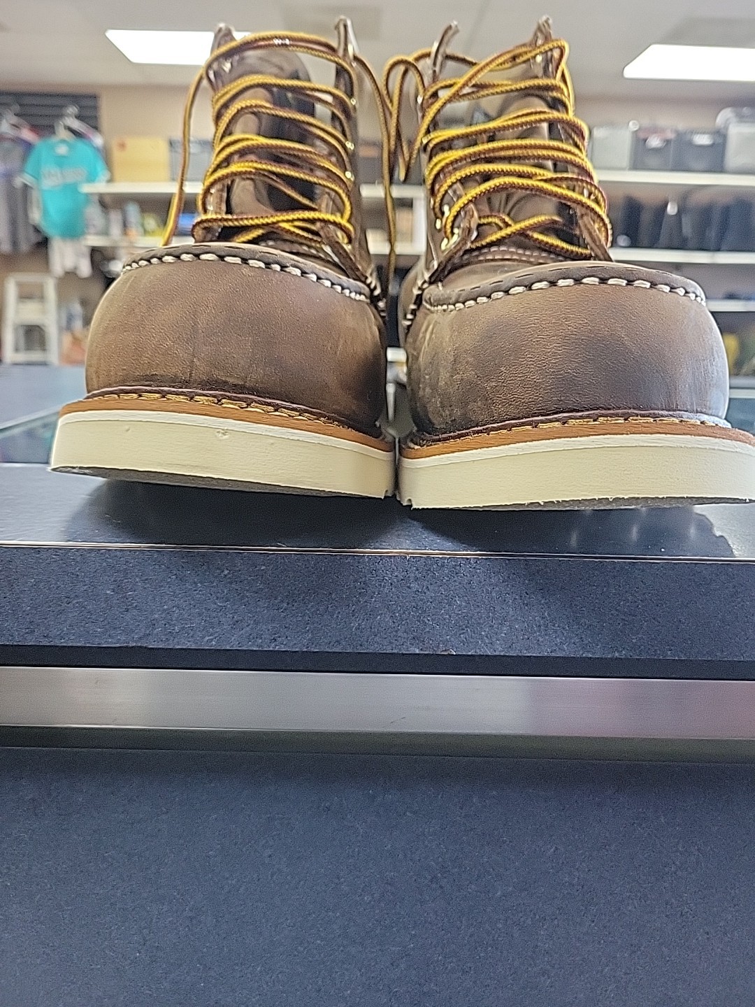 Thorogood Men's Brown Leather Moc Toe Safety Work Boots Size 9.5 D Made in USA 