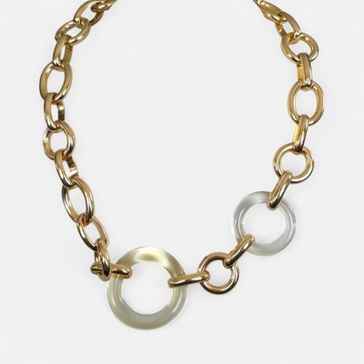 SEREFINA HOLLIS LUCITE CIRCLE AND LINK CHAIN NECKLACE 