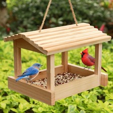 New Bird Feeders for Outside Hanging, Wild Feeder House Cardinals Finches Wooden