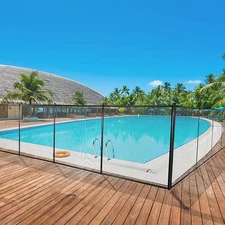 4 Ft. X 48 Ft. Black Hook Buckle Connected Removable Pool Fence for In-Ground Po