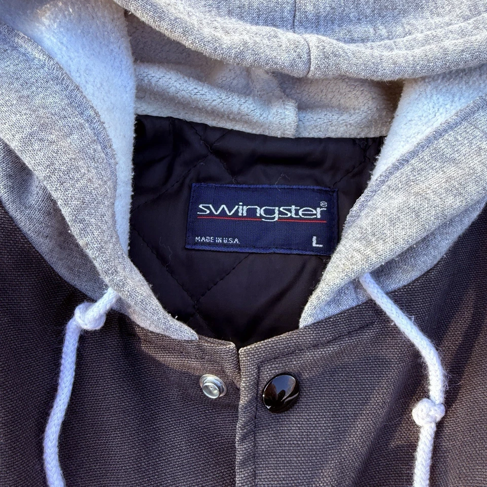 Chaqueta de bombardero de motocicleta Kawasaki vintage con capucha para hombre grande negra EE. UU. abotonada Foto 4 de 4