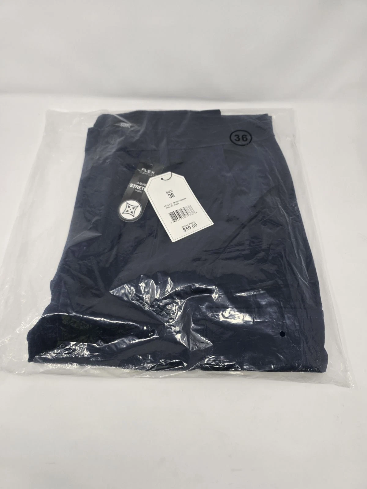 START FLEX STRETCH COTTON CARGO PANTS - SIZE: MEN 36 - NAVY