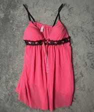 Hot Pink Black Cosmopolitan Babydoll Top Lingerie Camisole Romantic Coquette L