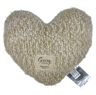 DEMDACO Giving Heart Shaped Pillow Cream 11x10 Soft Weighted Throw Pillow