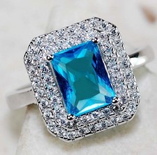 1CT Blue Topaz Topaz 925 Sterling Silver Ring Jewelry Sz 7 MK1-7