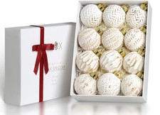 White and Gold Rustic Christmas Ball Ornaments, 3.15 inches Vintage Christmas...