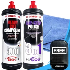 Menzerna 1L Car 400 Heavy Cut Rubbing Compound+3in1 One Step Gloss Polish+CL+M