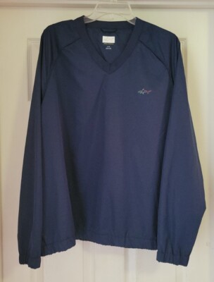 Mens Greg Norman Golf Pullover Wind Breaker Jacket Shirt Large Navy Blue Casual