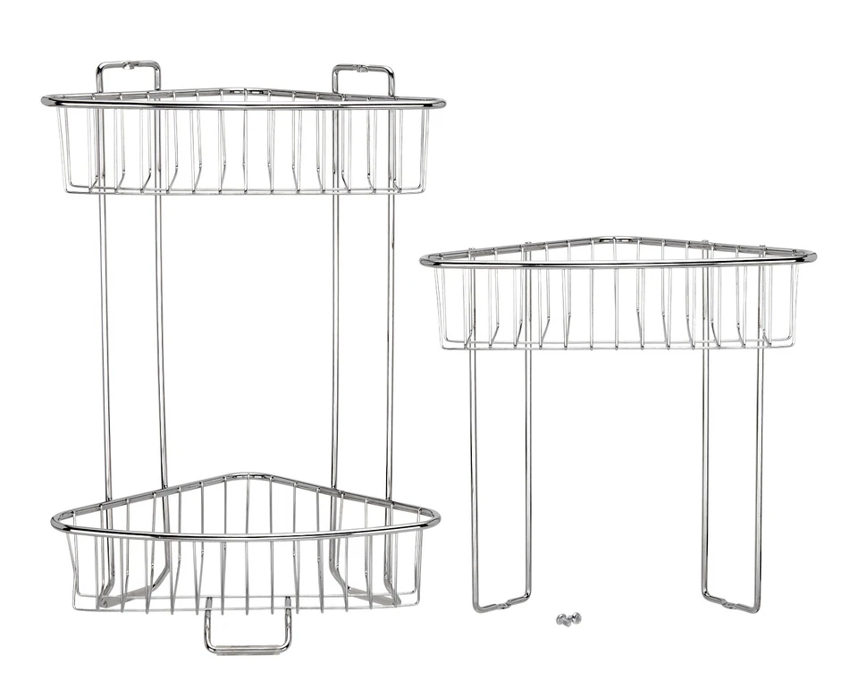 Rust Proof Stainless Steel Shower Floor Large Caddy / Shelf 3 Tiers No Drilling - Image 3 of 4