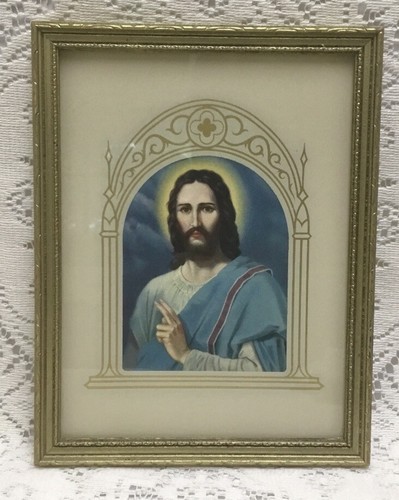 Antique Vintage Gold Ornate Wood Frame Jesus Our Savior Catholic - Picture 3 of 5