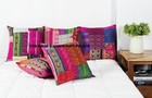 5 pcs Pillow Cover Throw Silk Kantha Patch Cushion Indian Gypsy Pillow Boho 16"