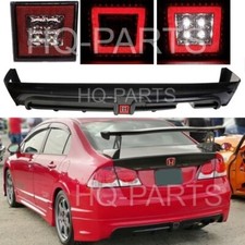 For 06-11 Civic Sedan Mugen Rr Style Rear Bumper Lip Spoiler Led 3rd Brake Light
