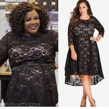 NEW City Chic As Seen On Nicole Byer Black Lace Lover Hi Low Midi Belt Dress 22